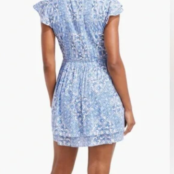 VINEYARD VINES Scarf Print Pintuck Cotton Blend Minidress Sz XL - Picture 2 of 8